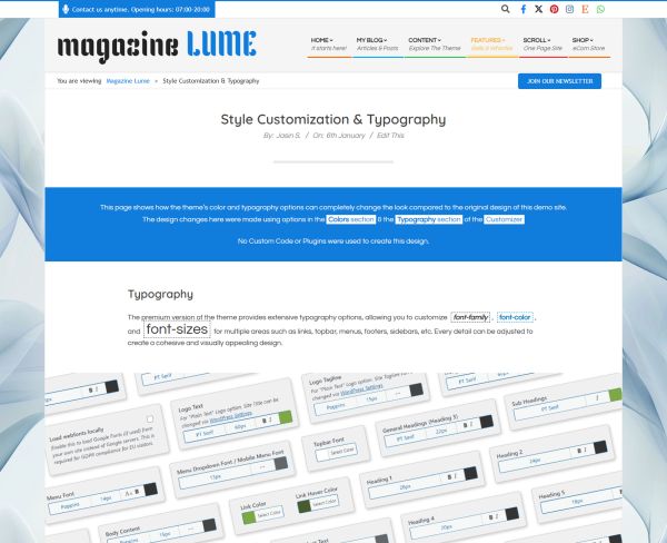 content-previewstyle Style Customization & Typography